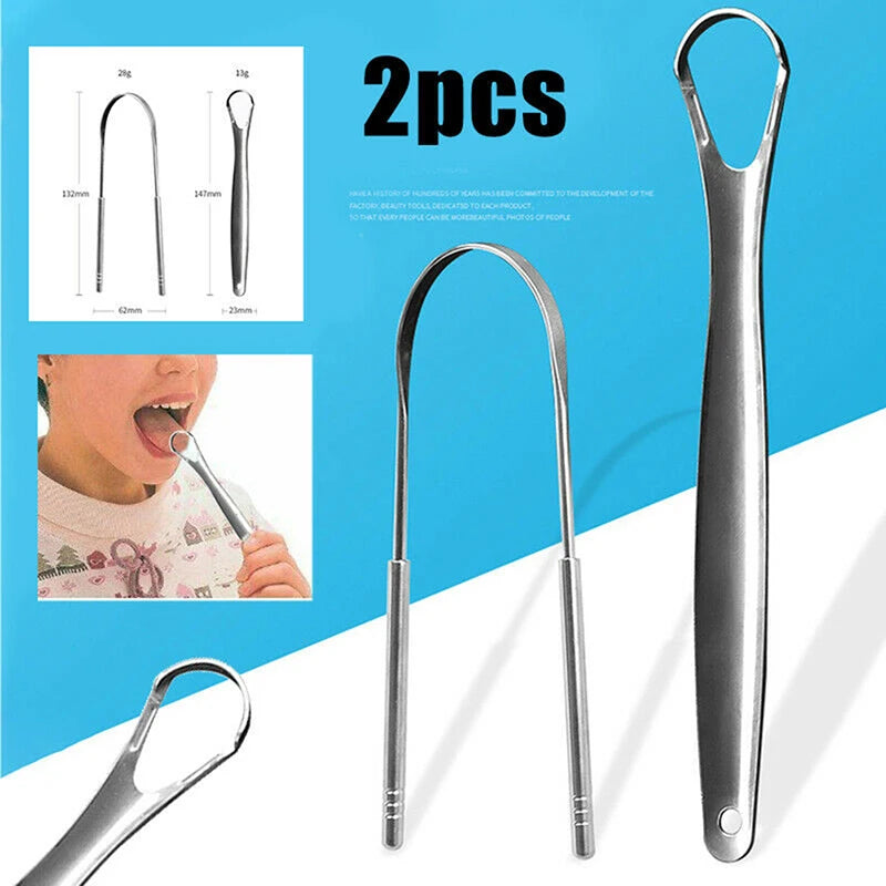 2Pcs Tongue Scraper Stainless Steel