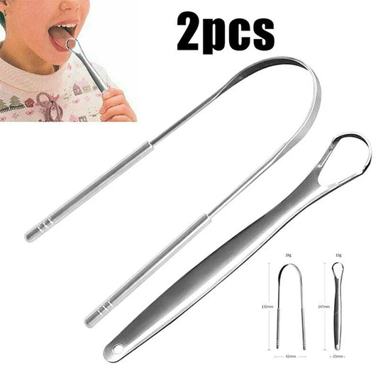 2Pcs Tongue Scraper Stainless Steel